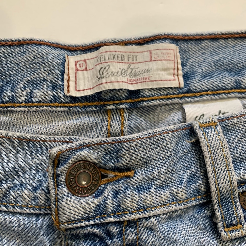 Levi Strauss Signature Vintage Distressed Casual Jean Shorts Size Waist 34 - Picture 2 of 7